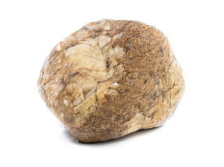 Single natural stone on white background, close-up