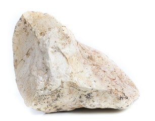 Single natural stone on white background, close-up