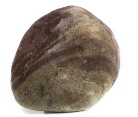 Single natural stone on white background, close-up