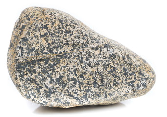 Single natural stone on white background, close-up