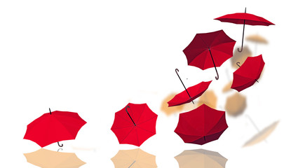 background umbrellas colors green yellow red pink multicolor-3d rendering
