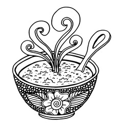 hand drawn doodle of a bowl of soup
