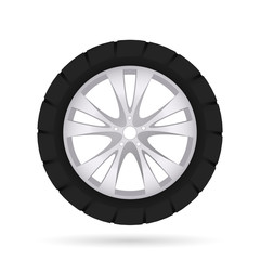 Fototapeta premium Car wheel, isolated on white background. Vector illustration.