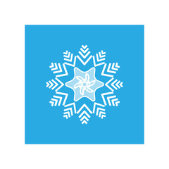 Silhouette blue snowflake in blue square
