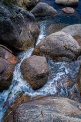 Water moving over rocks