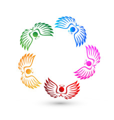 Teamwork angel people icon vector