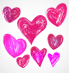 Obraz na płótnie Canvas Grunge pink hearts icon vector