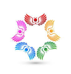 Teamwork angel people icon vector
