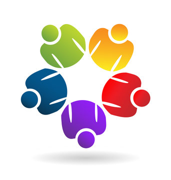 Teamwork business people, information analysis, icon vector