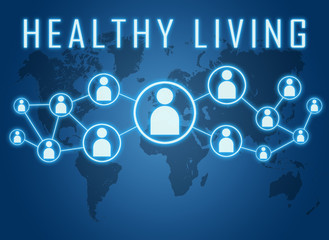 Healthy living text concept