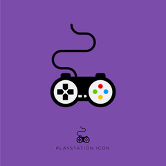 Computer games icon. Flat icon on a purple background.