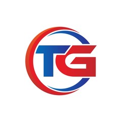 tg logo vector modern initial swoosh circle blue and red