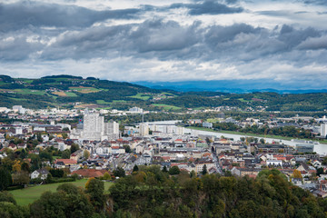 Obraz premium Linz Urfahr Vogelperspektive