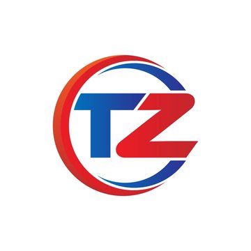 tz logo vector modern initial swoosh circle blue and red