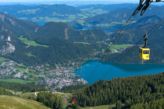 Zw&ouml;lferhorn Mountain Cable Car Running down to St Gilgen
