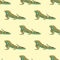 Reptile chameleon amphibian seamless pattern colorful fauna vector illustration reptiloid predator reptiles animals.