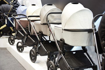 Baby carriages transport for newborns in store