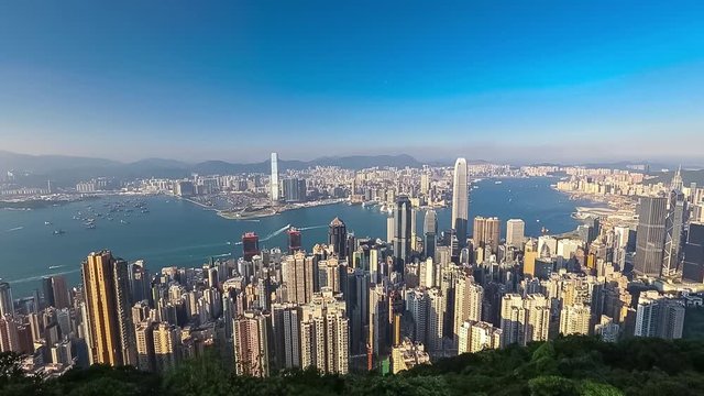 Hong Kong city view from peak at afternoon