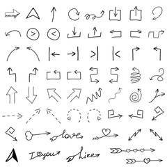 Arrow icon set in hand drawn style. - 175704584