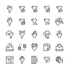 Filter data vector icon set in line style. - 175705143