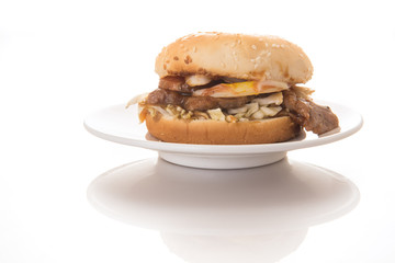 Junk food on white background.