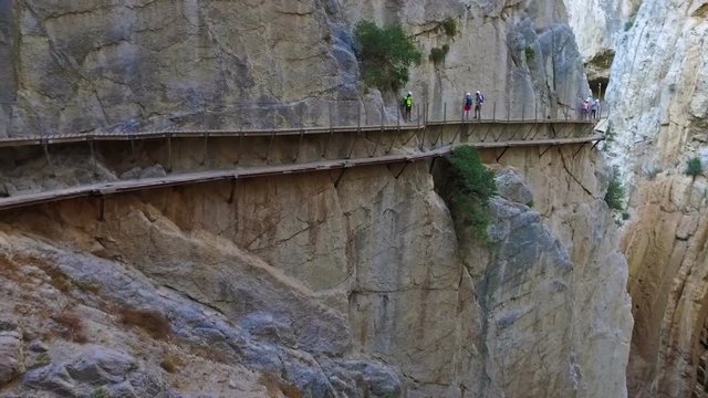 Gorge of the Gaitanes and "El Caminito del Rey" path, Malaga (Spain). Dolly camera.