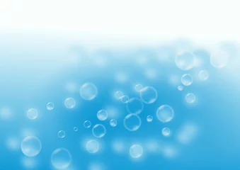 Foto op Plexiglas luchtbellen op een frisse blauwe achtergrond © JoveImages