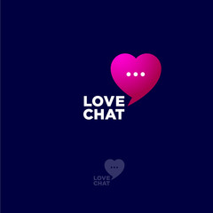Communication or chat logo. Conference emblem. The letters and bubble-heart on a dark background.