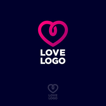 Communication or chat logo. Conference emblem. Jewelry icon. The letters and decorative heart on a dark background.