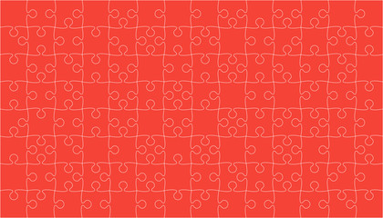 Red Puzzles Pieces Jigsaw - Vector Background.