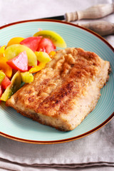 Fried carp fish and salad aside