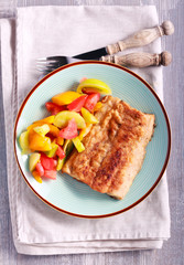 Fried carp fish and salad aside