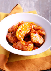 Chicken fillet and apple stew