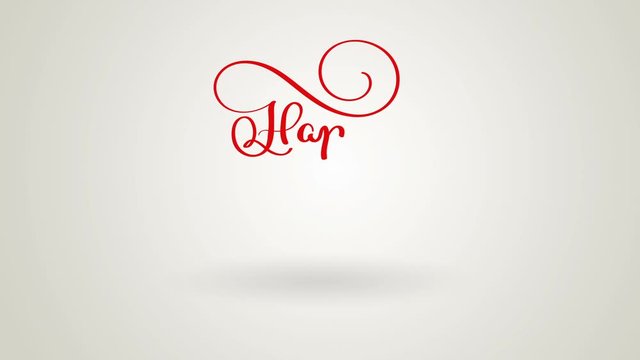 Writing red Happy new year animation calligraphy lettering text on white background. Flourish whorls. Christmas feeling