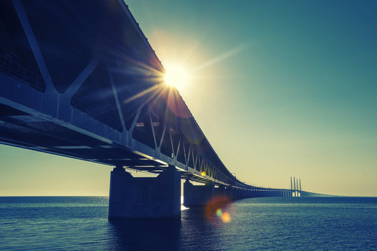 Oresund Bridge,oresunds bron, bridge on the sea ,architecture landscape in sweden
