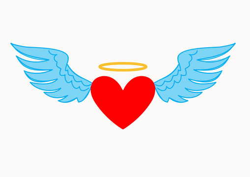 Illustration of Angel Heart and Wings isolated on a white background.