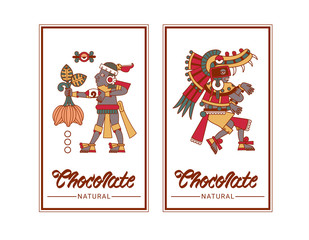 Fototapeta premium aztec cacao pattern for chocolate package design