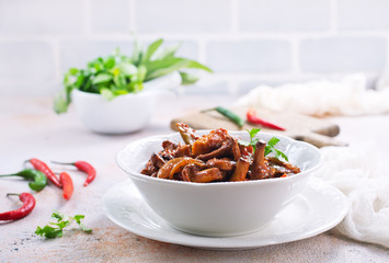 fried mushrooms with vegetables