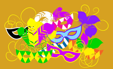 Mardi Gras festival poster. Vector illustration.