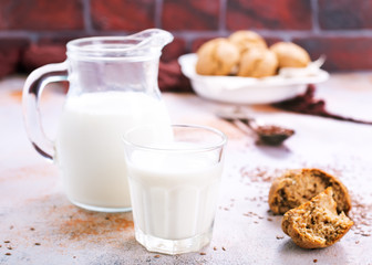 bread and milk on a table