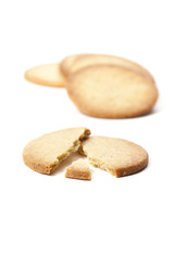 shortbread  cookies broken on a white background