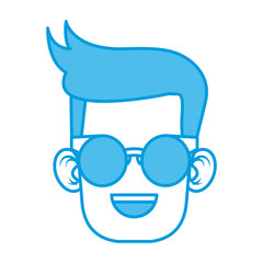 Cute boy with glasses cartoon icon vector illustration graphic design