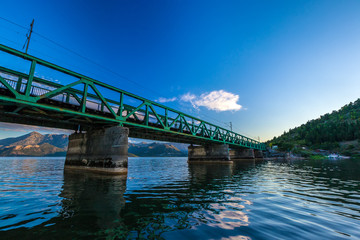 Fototapeta na wymiar The mountains are under the bridge on the Skadar Lake. Montenegro.