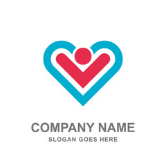 Love Care Unity Medical Healthcare Logo Vector Icon