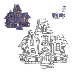 Fototapeta premium Witch house color and outlined for coloring page
