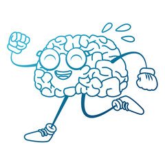 Brain cartoon running icon vector illustration graphic design