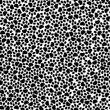 Dog paw print - seamless pattern. Cartoon background in the style of flat.