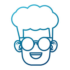 Cute boy with glasses cartoon icon vector illustration graphic design