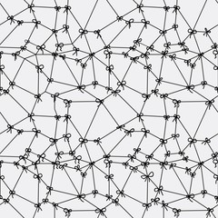 Seamless texture of black lace mesh with small bows.