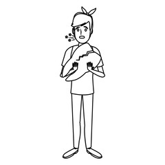 Woman with broken tooth icon vector illustration graphic design